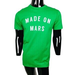 "MADE ON MARS" Green & White Unisex Graphic Tee Unisex Size Medium